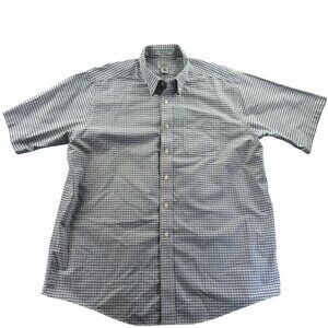 L.L. Bean Mens Dress Shirt 17.5 Neck Short Sleeve Wrinkle Resistant Checkered